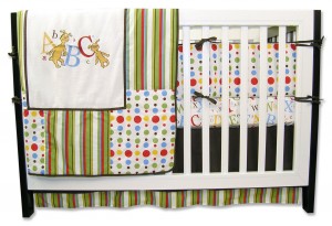 dr seuss green and brown baby bedding set