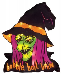 lighted window witch scary halloween decorations