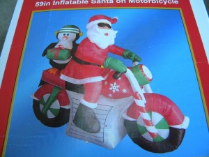 59 inch christmas inflatable santa on motorcycle with penguin