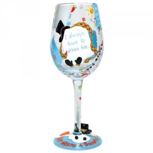 who needs a snowman christmas painted wine glass
