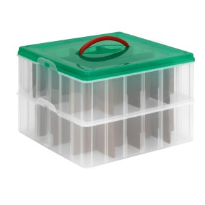 snap and stack ornament storage box with dividers