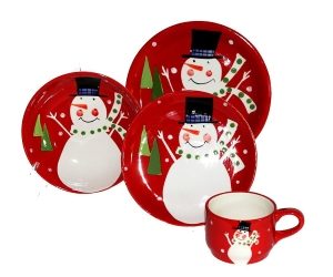snowman Christmas dinnerware set