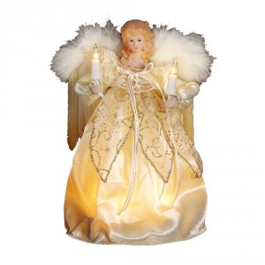 kurt adler 9 inch light ivory and gold christmas angel tree topper