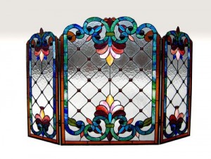 chloe lighting tiffany style victorian style stained glass fireplace screen
