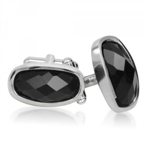 faceted black onynx cuff links valentines day jewelry for him