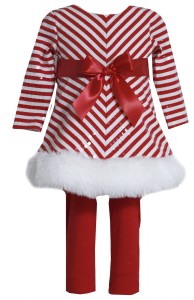 Bonnie Jean Girls 12M - 24M Red Christmas Santa Dress Legging Outfit