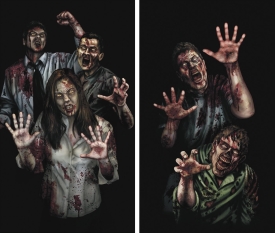 WOWindow Posters Zombie Asylum Halloween Window Decoration Two 34.5