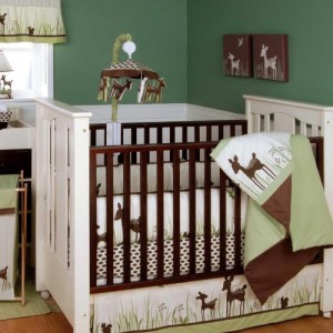 willow organic green and brown baby bedding set