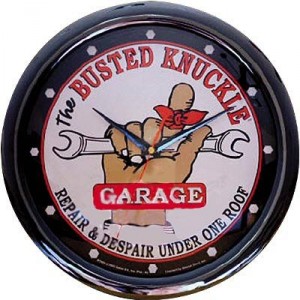 busted knuckle black wall clocks