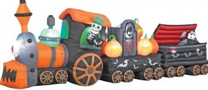 gemmy skeleton with rising ghost inflatable halloween train