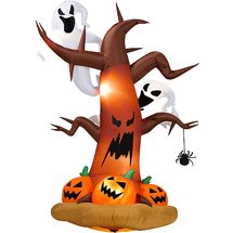 8 foot tall dead tree with ghost and pumpkins halloween inflatable decorations