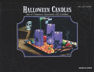 led set of 3 purple flameless halloween candles
