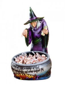 jim shore witch with cauldron halloween candy holder