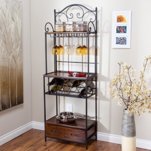 anders driftwood bakers rack with drawers