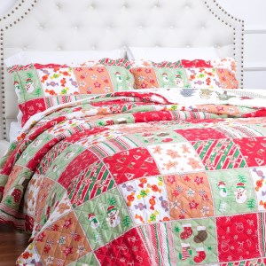 bedsure-quilt Christmas holiday bedding