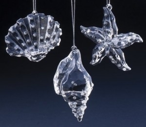 crystal glittered seashell christmas ornaments