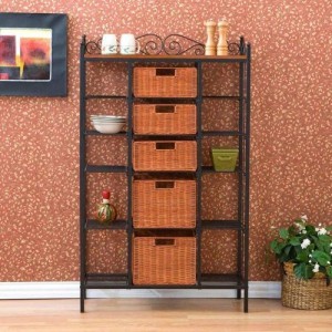 manilla storage bakers rack with drawers