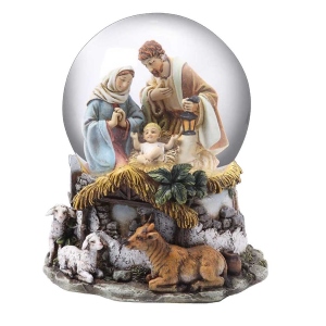 adler holy family christmas snow globe