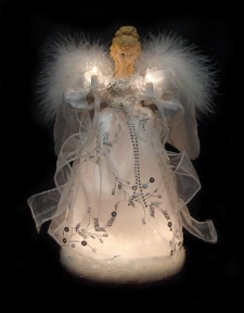silver-and-white Christmas angel tree topper