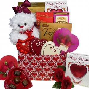 whole lot of love candy with teddy bear valentines day gift basket for her
