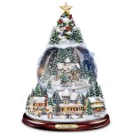 Thomas Kinkade Wondrous Winter Musical Table Top Christmas Tree Snowglobe by the Bradford Exchange